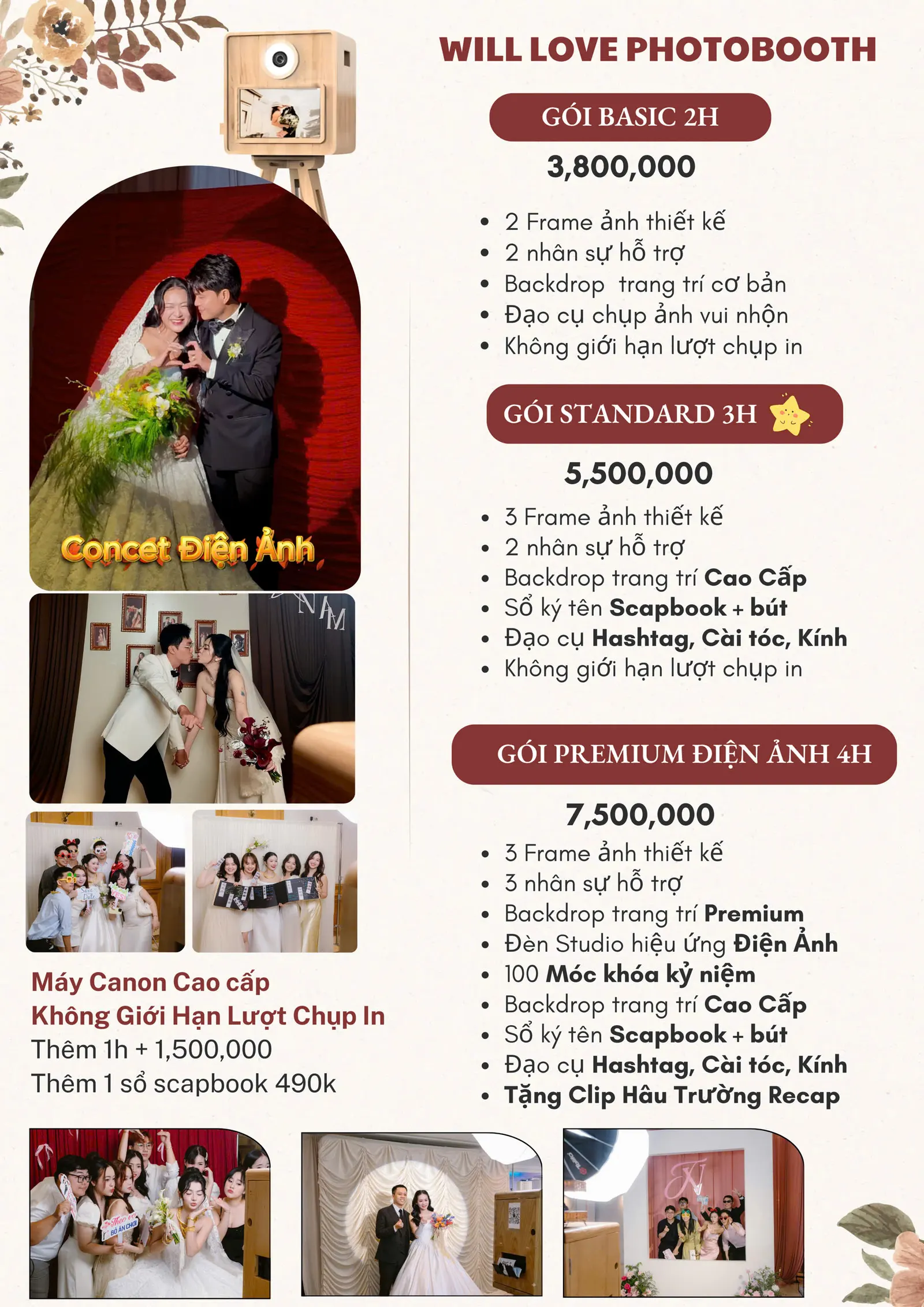 Bảng giá thuê photobooth của Will Love Media